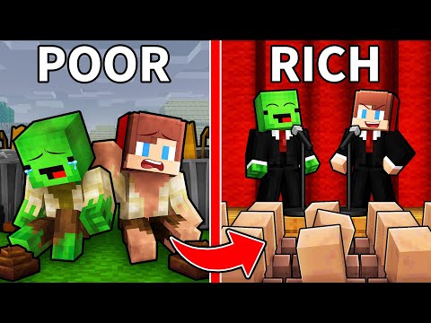 Mikey and JJ From POOR to RICH Villager President in Minecraft (Maizen)