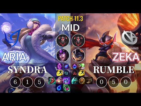 CGA Aria Syndra vs VG Zeka Rumble Mid - KR Patch 11.3