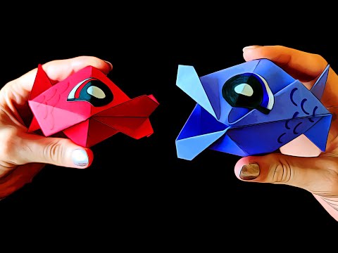 DIY ✂️ sprechender Origami 3D Fisch falten 🐟 Basteln mit Kindern 😃