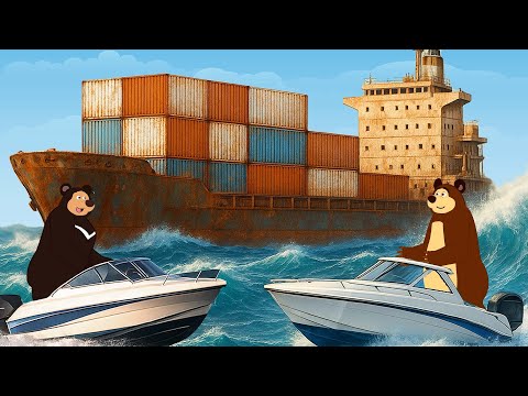 Bear and the Team Save the Drifting Container Ship! 🚢🐻 | Bear's Big Garage