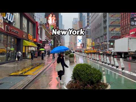 Walking In The Rain In Manhattan New York City 4k