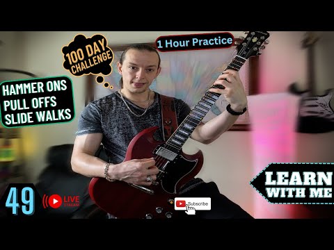 Beginner Guitar - HAMMER Ons, PULL Offs, SLIDE Practice - (Day 49)