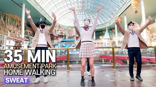 FREE 35m THEME PARK WALKING(SWEAT💦!) THEMEPARK LOTTEWORLD ADVENTURE | 무료 롯데월드 어드벤쳐 35분 걷기 홈트 (땀범벅💦!)