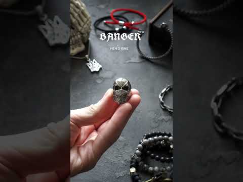 Кольцо печатка перстень мужское стальное BANGER 19 из медицинской нержавеющей стали 316L Череп - фото 1 - id-p1497629340