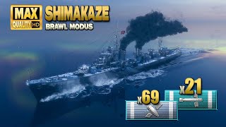 Destroyer Shimakaze in the Brawl modus - World of Warships