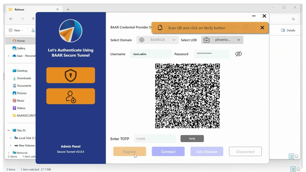 BAAR Cloud Directory | Onboarding using BAAR Secure Tunnel