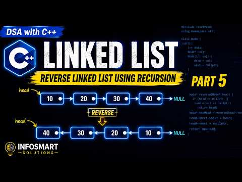 Reverse Linked List using Recursion | C++ DSA Series - C++ tutorial video thumbnail