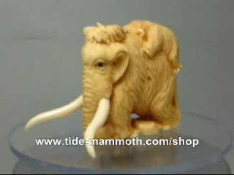 mammoth ivory animal netsuke Woolly Mammoth with Baby N3025