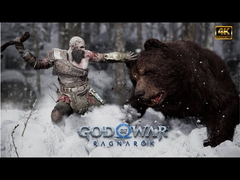 Kratos vs Giant Bear (Björn) - Epic Fight Scene | Ultra HD | God Of War - Ragnarok