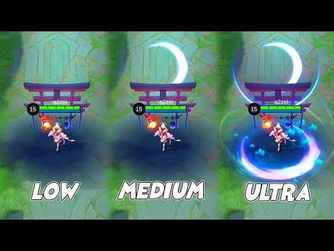 Lunox Divine Goddess Legendary Skin in Different Graphics Setting