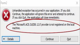 Fix error the &#39;Microsoft ACE.OLEDB.12.0&#39; provider is not registered on the local machine