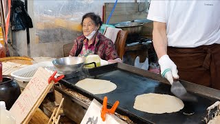 1,000원 줄서서 먹는 제주 메밀떡 - 빙떡 / 제주 오일장 할망빙떡 / Buckwheat radish pancakes, Jeju Grandma Buckwheat Cake