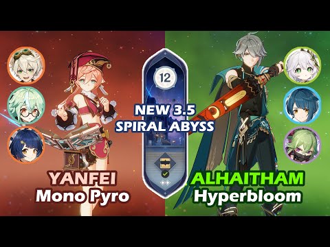 NEW Spiral Abyss 3.5 | C6 Yanfei Mono Pyro & C0 Alhaitham Hyperbloom | Floor 12 Full Star Clear