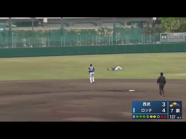 【ファーム】ライオンズ・川越誠司が華麗なスライディングキャッチを見せる!! 2022年4月21日  千葉ロッテマリーンズ 対 埼玉西武ライオンズ