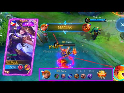 AGGRESSIVE FANNY 21 KILLS NO DEATH 😱!! AUTO MANIAC | FANNY GAMEPLAY | MLBB