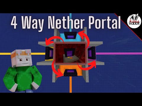Rabid Rabbit MC - Linking 4 Overworld Portals to 1 Nether Portal!! Easy Minecraft Tutorial.