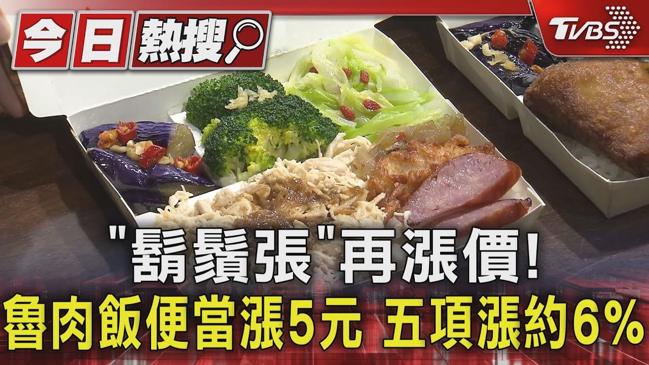 「鬍鬚張」再漲價!魯肉飯便當漲5元 五項漲約6%