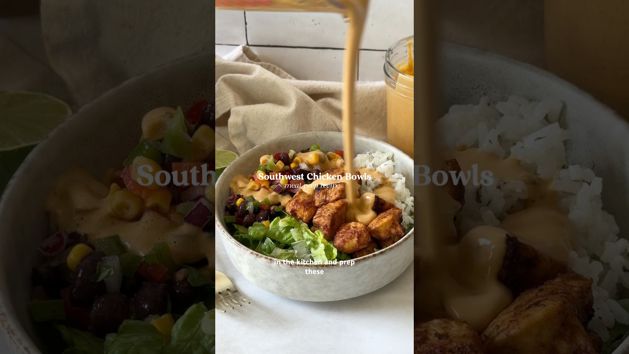 Southwest Chicken Bowls! 🤤 Healthy meal prep lunch or dinner (GF) #healthyrecipes #chickenricebowl