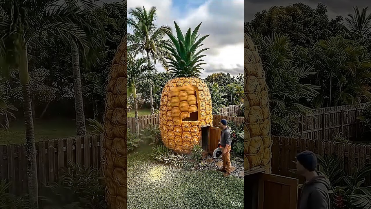 A giant pineapple in a backyard…🍍🍍🍍