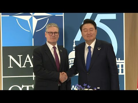 British Prime Minister Starmer and South Korean President Yoon Suk Yeol meet at NATO summit | AFP