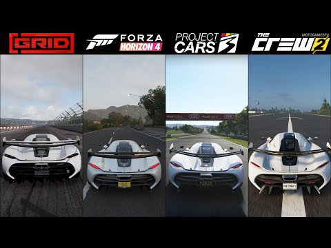Koenigsegg Jesko in 4 Racing Games Comparison - GRID, Forza Horizon 4, Project CARS 3, The Crew 2