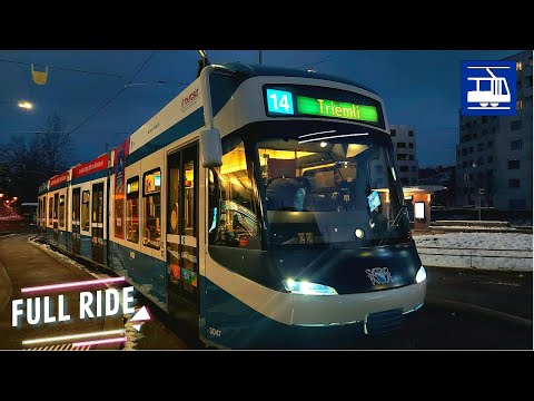 Cab Ride Zürich Tram 14 Full Line | Seebach - Triemli Cab Ride Line 14 [4K]