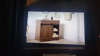 Menards Sliding Barn Door Vanity And Two Handle Bathroom Faucet.
