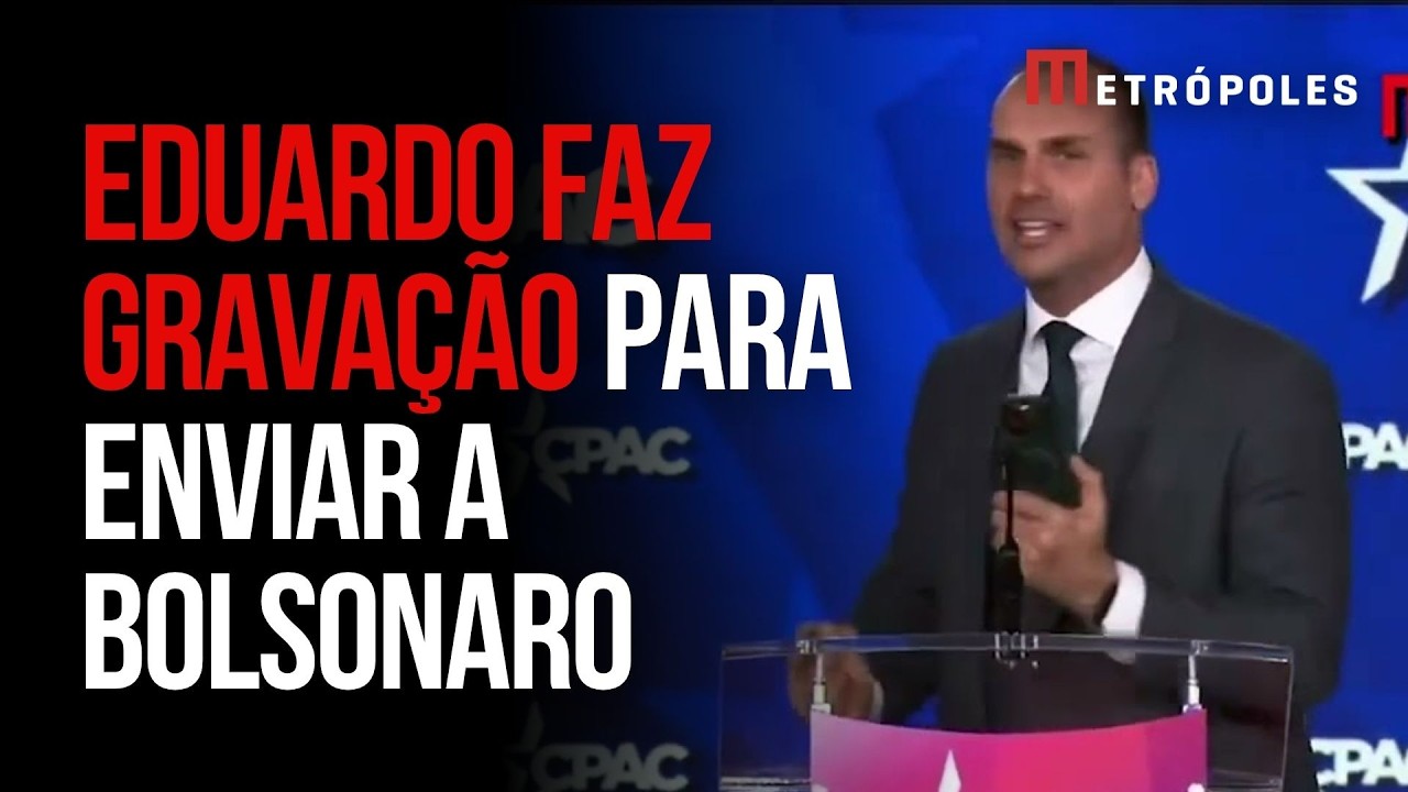 Veja momento em que Eduardo faz gravação para enviar a Bolsonaro