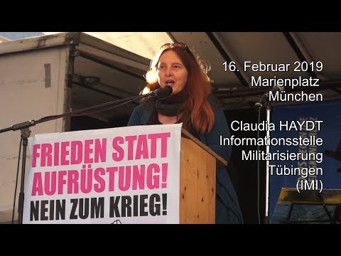 Anti-Siko Demo 16.2.2019: Claudia Haydt (IMI)  München Marienplatz