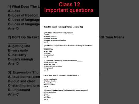 the last lesson important question | mcq class 12