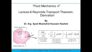 Fluid Mechanics- Lect 6 Reynolds Transport Theorem-Derivation (Control Volume, Extensive property)