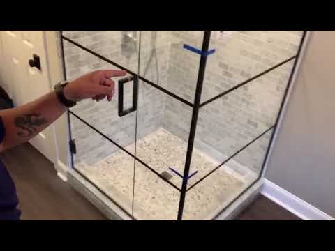 Frameless Shower Door Enclosure with Matte Black Grids...