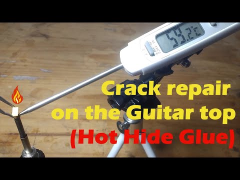 Crack repair on the sound board.(Hot Hide Glue)