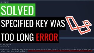 Laravel 5 Specified key was too long error - | solved |
