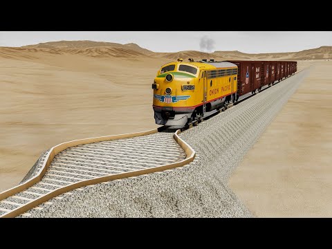 Big Mistake Impossible Wide Rail Tracks Vs Trains Crossing - BeamNG.Drive