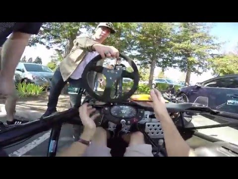 Driving an Ariel Atom for the first time.