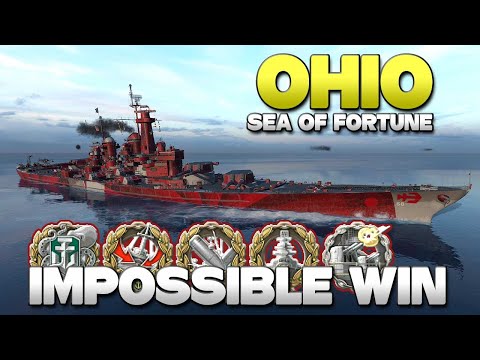 Battleship Ohio, almost impossible win - World of Warships