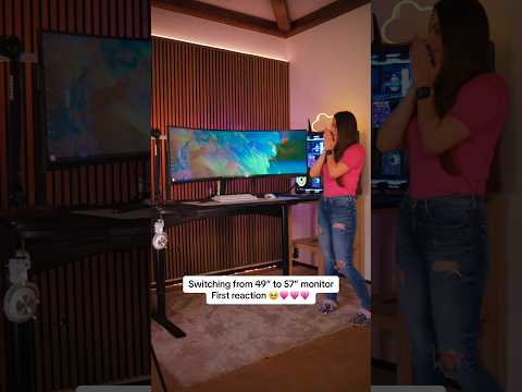 Switching from 49” to 57” Samsung Odyssey #gaming #firstreaction #setup #ultrawide