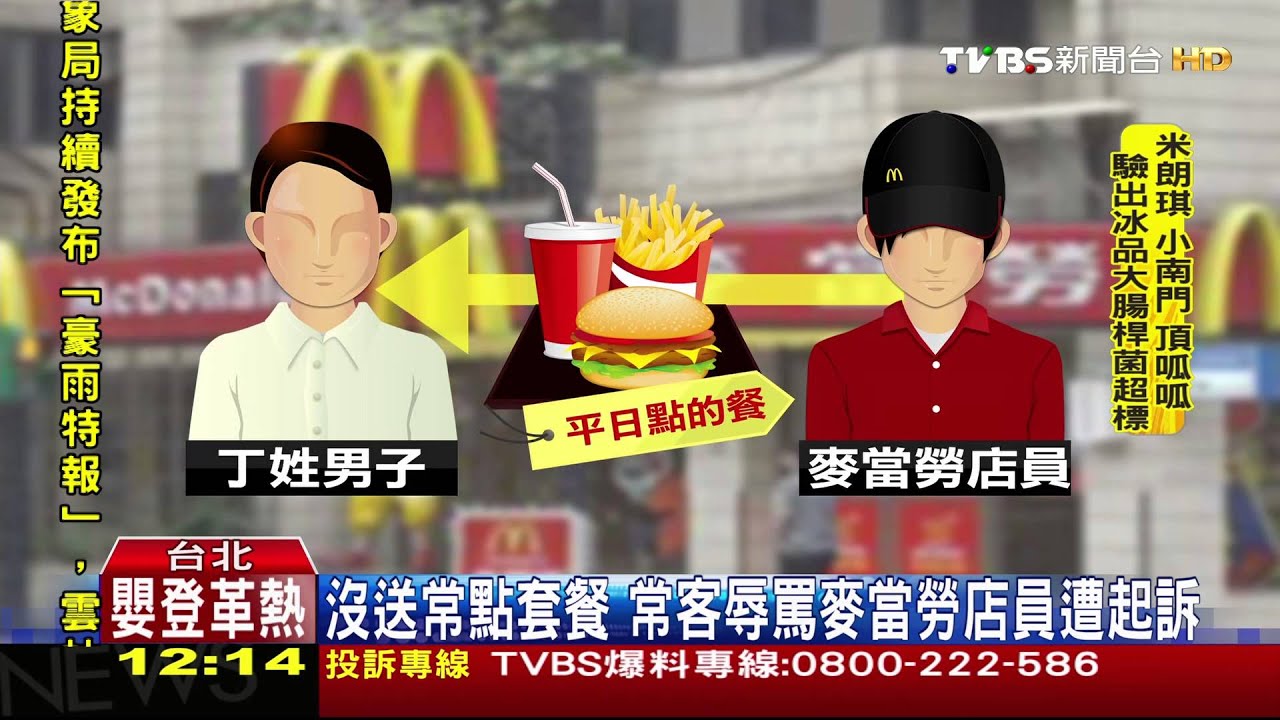 沒送常點套餐 常客辱罵麥當勞店員遭起訴