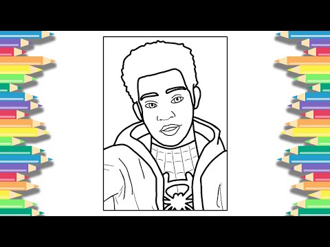 Miles Morales wearing a hoodie over Spider Suit | Easy Fun Coloring Page | [NCS Release]
