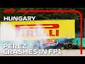 Sergio Perez Crashes Out In FP1! | 2023 Hungarian Grand Prix