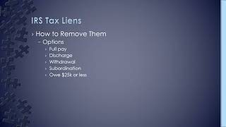 IRS Tax Liens - How to Remove Them
