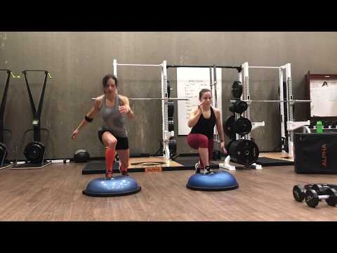 Olivia Blatchford  Clyne and Nathalie de Champlain working out together