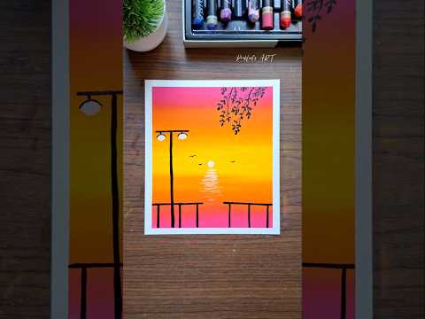 ✨ Beautiful Sunset Scenery Drawing | Easy Oil Pastel Art ✨  #art #drawing  #oilpastel  #sunset