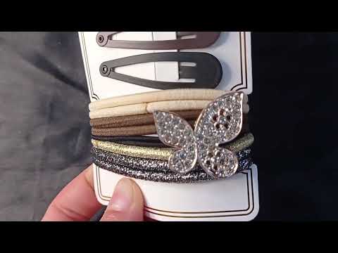 CARTELA TIC TAC E ELÁSTICO CABELO BORBOLETA 12 PEÇAS