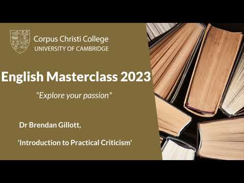English Masterclass 2023 Dr Brendan Gillott