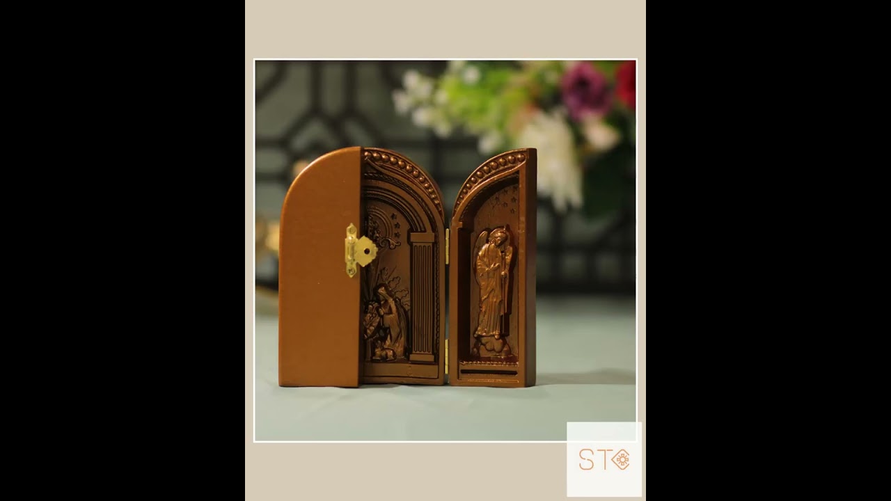 Antique Style Nativity Triptych Holy Trinity- Archangel Michael- Archangel Gabriel Christmas Gift...