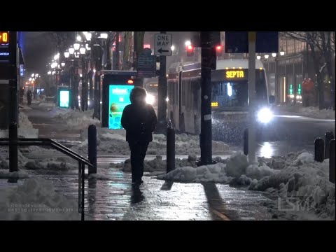 02-03-2021 Western NJ and PA - Snow Continues in Philly - People Out near Independence Hall  Overnig