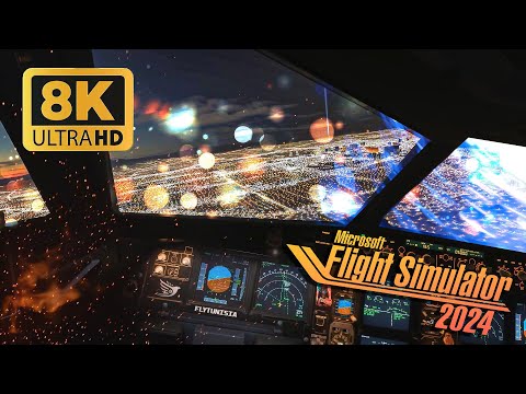 8K ULTRA HD | INSANE Night Landing in Las Vegas! Microsoft Flight Simualtor 2024