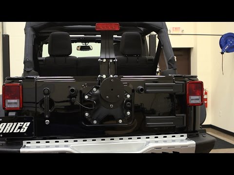ARIES Jeep® Wrangler: Third Brake Light Extension 256TBL and Tire Relocation Carrier 25630AB